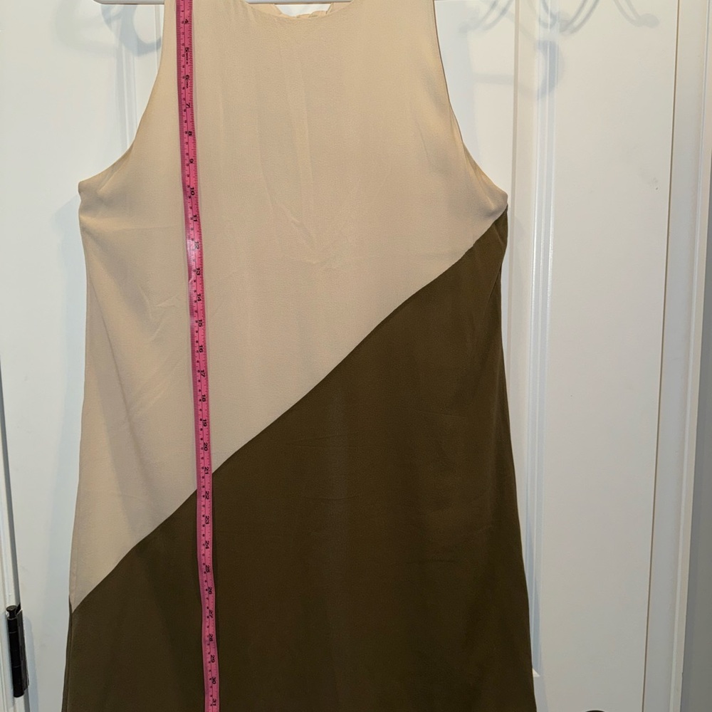 Alice + Olivia Asymmetrical Cream and Olive Dress